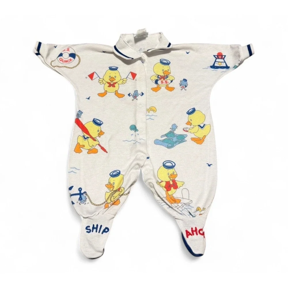 Vintage Carter's Baby Sleeper‎ Footed Duck Nautical USA 0-3 Months